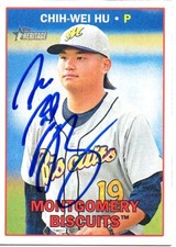 Chih-Wei Hu Montgomery Biscuits 2016 Topps Heritage Minors Signed Card