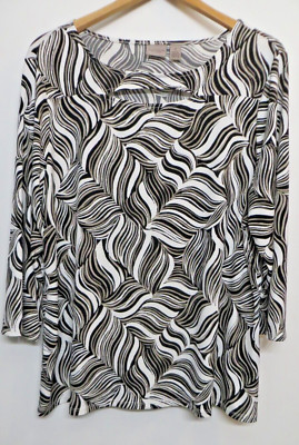 Chico's Easyware Size 3 Shirt Womens XL Multicolor Geometric Modern Office Art