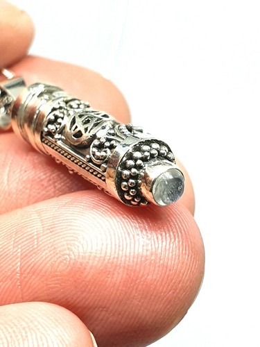 Moonstone Poison Bottle Pendant Pentacle Locket Vial 925 Silver Jewellery & Box - Picture 5 of 18