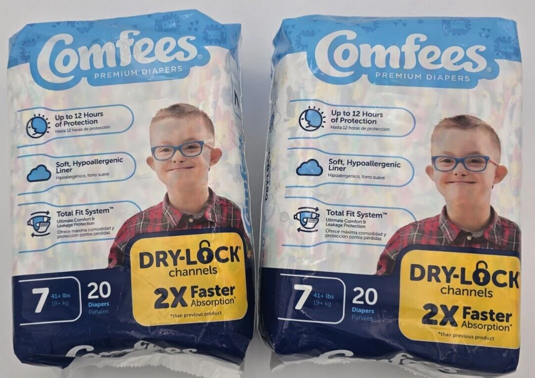 Comfees Baby Diaper Size 7 Over 41 lbs. CMF-7 20 Ct Lot of 2