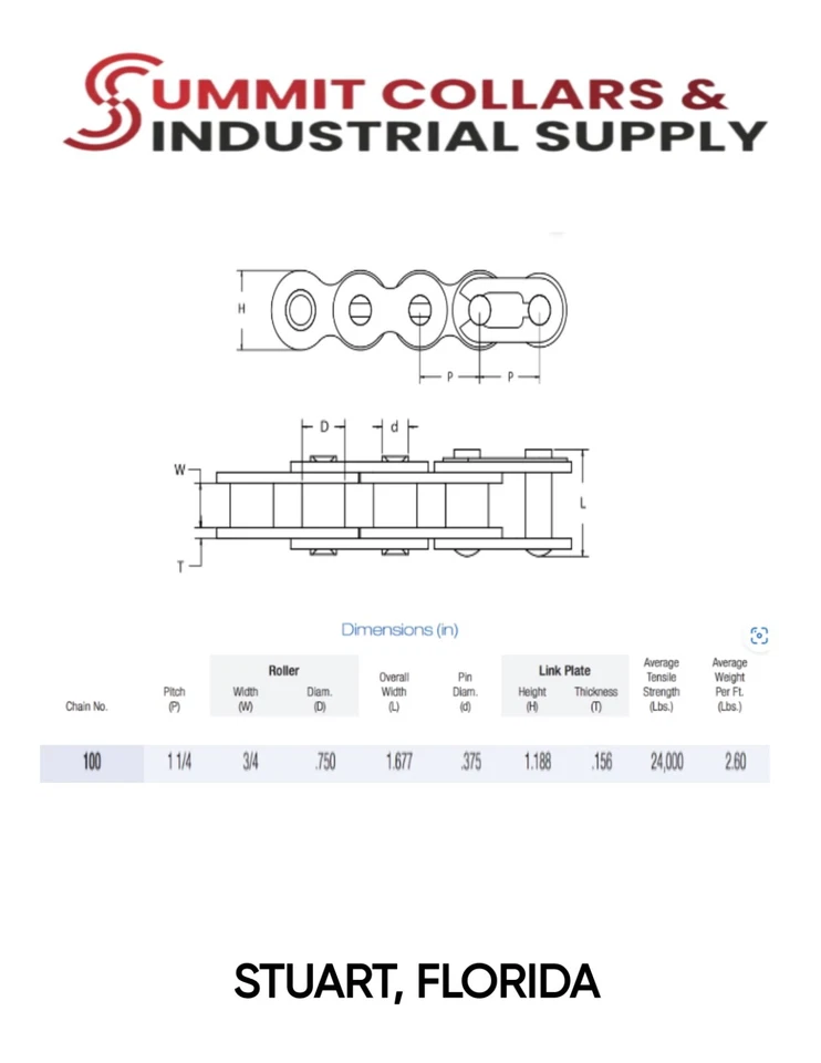 #100 Roller Chain x 10 feet + 2 Connecting Links, Great Quality! - Image 2 of 2