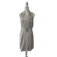 Banana Republic Khaki Beige Trench Sherlock Dress Belted NWT Womens Size 8