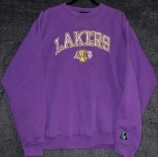 VINTAGE 90'S LOGO ATHLETIC NBA LAKERS CREW SWEATER STITCHED Made In The USA XL