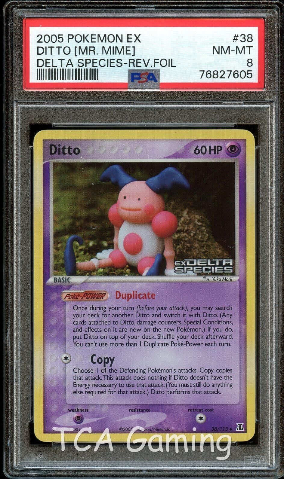 PSA 8 NM-MT Ditto [Mr. Mime] 38/113 REVERSE HOLO Delta Species Pokemon Card 605