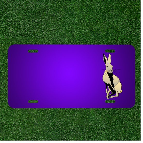 Custom Personalized License Plate Featuring Add Names to Alert Sitting Hare or Mammal Design