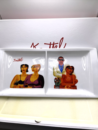 GRAHAM KNUTTEL PARTY DISH THE TERRACE WAITING GAME DIVIDED SERVING DISH 14"x7" - Picture 10 of 10