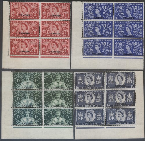 Tangier 1953 Coronation set of 4 blocks 6 hinged on selvedge (2024/09/03#02) - 第 1/2 張圖片