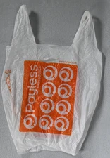 Payless Shoes (Out of Business) Orange & White Plastic Shopping Bag 9" X 20"