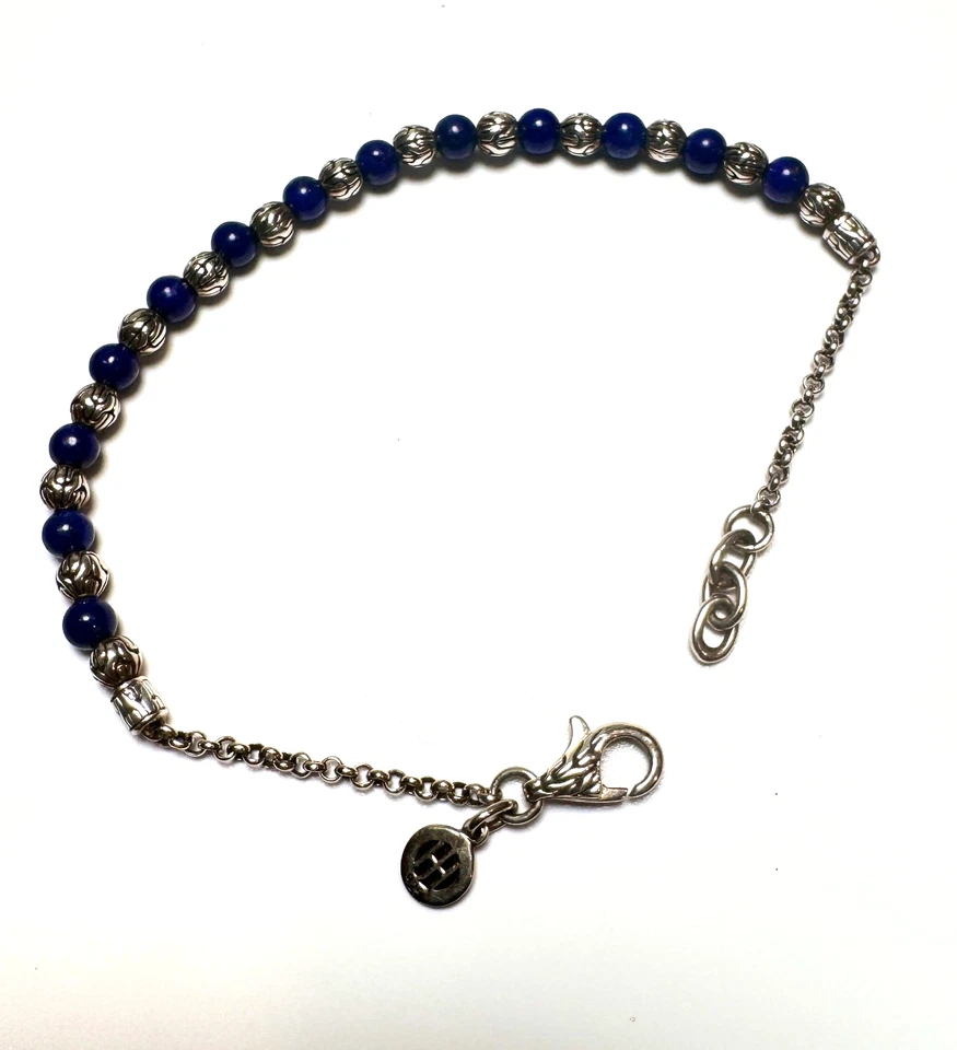 John Hardy 纯银 Lapis Lazuli 串珠手链 – 经典链条 — 第 3/4 张图片