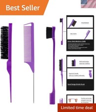 3 Pieces Hair Styling Comb Set Teasing Brush Rat Tail Comb Edge Brush for Edg...