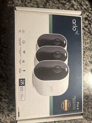 Arlo VMC4350P-100NAR Pro 4 Spotlight Camera 3 Pack, NEW