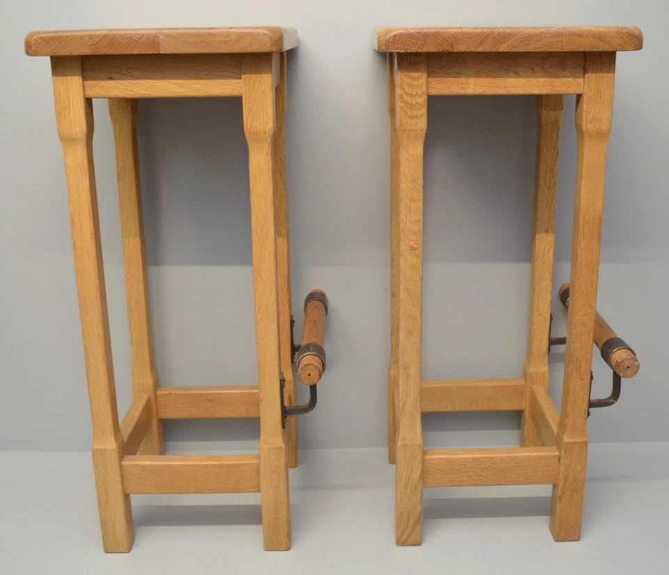 2x Vintage Barhocker Barstuhl Holzhocker mit Fußstütze Massivholz 35x33,5x79 cm - Bild 4 von 4