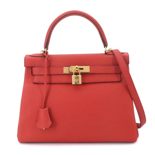 HERMES Kelly 28 Taurillon Clemence Red 2way Hand Shoulder Bag 90329422