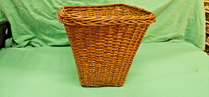 Vintage Square Wicker Woven Waste Basket Trash Can
