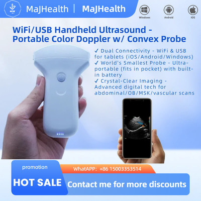 WiFi/USB Handheld Ultrasound - Portable Color Doppler w/ Convex Probe