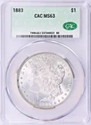 1883 MORGAN DOLLAR  90% SILVER NGC MS63 LUSTRE GREAT STRIKE CHOICE $130 VALUE