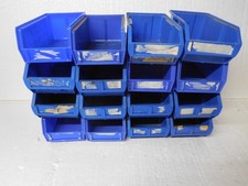 PLASTIC STORAGE BINS 7 1/2 x 4 x 3 LOT OF 16 BLUE USED B1005