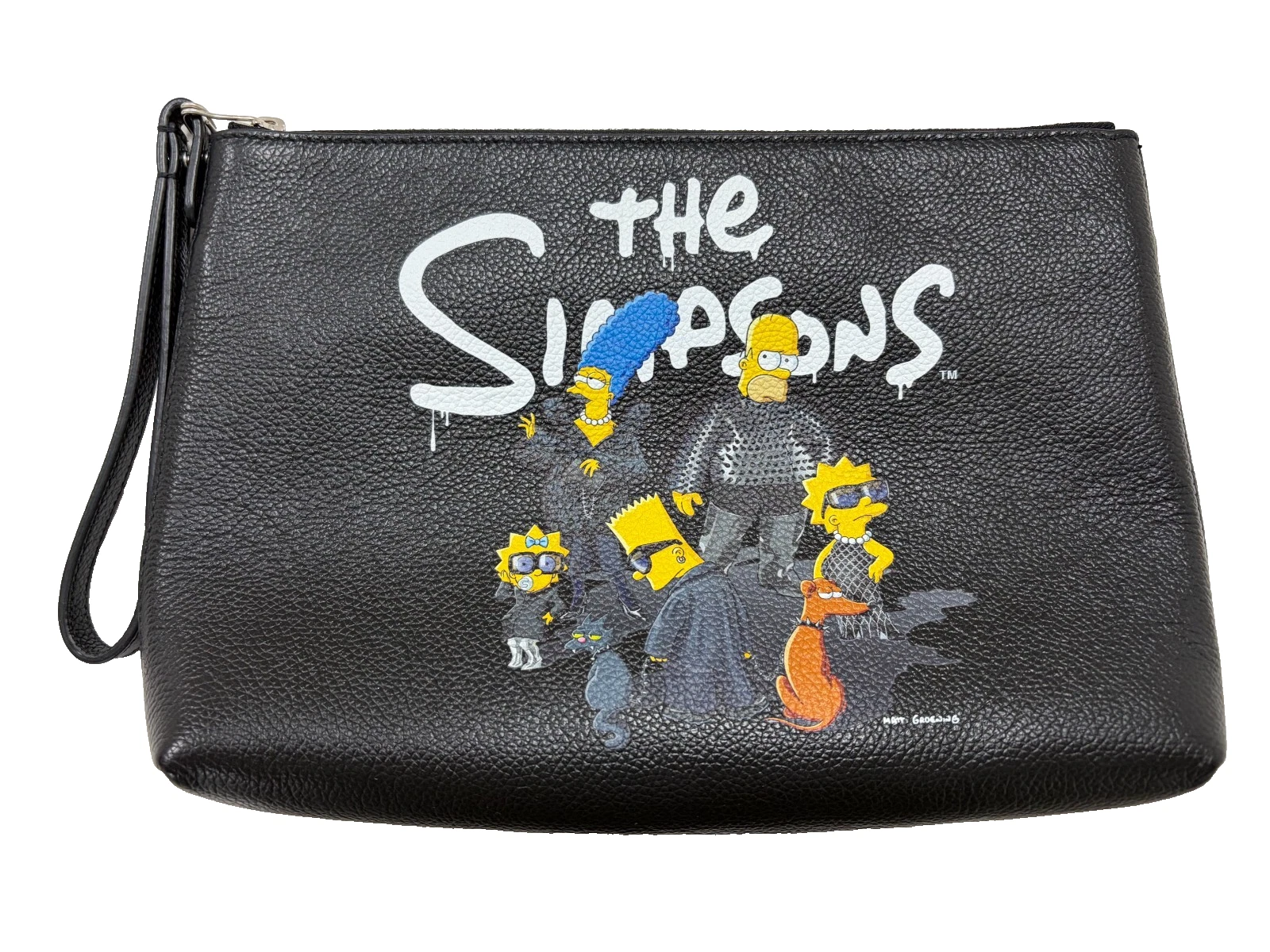 Balenciaga — Balenciaga x The Simpsons Black Leather Gus Pouch Wristlet Clutch Bag