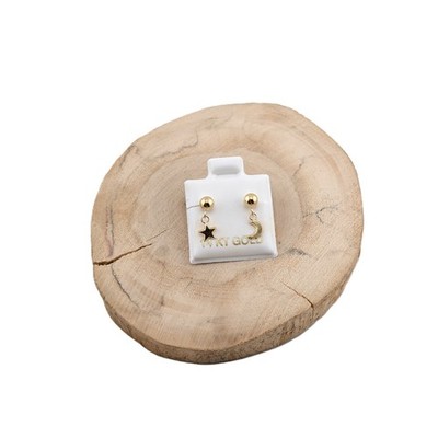 14K massiv Gold Ohrhänger Stern & Mondsichel Ohrringe Gold Ohrstecker Schmuck **