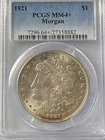 1921 $1 Morgan Silver Dollar PCGS MS64+ Sharp Detail Lustrous Silver Bit of Tone