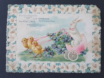 1880s antique EASTER east petersburg pa GOCHNAUER anthropomorophic BUNNY 7.25x10