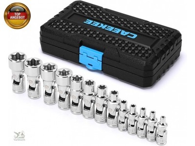 1/4'' & 3/8'' Drive Universal External Star Socket Set, 13-Piece E-Torx