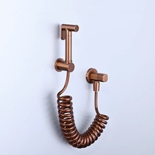 Brushed Rose Gold Brass Toilet Bidet Sprayer Diaper W/3m PU Hose Angle Valve Set