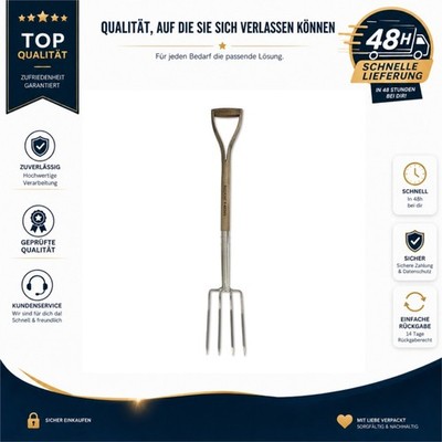 Spear & Jackson 4552BF Edelstahl-Gartengabel, Beetgabel mit Holzstiel, kompakte