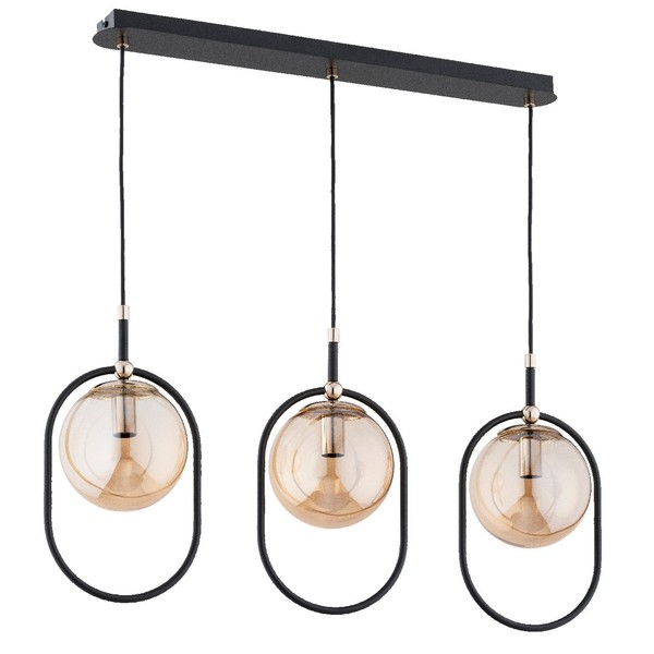 Pendelleuchte Glas Bernstein Schwarz Blendarm E14 L:78 Cm HäNgelampe Esszimmer-image