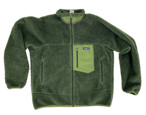 Patagonia Deep Pile Retro Green Fleece Jacket Vintage Common Threads LARGE