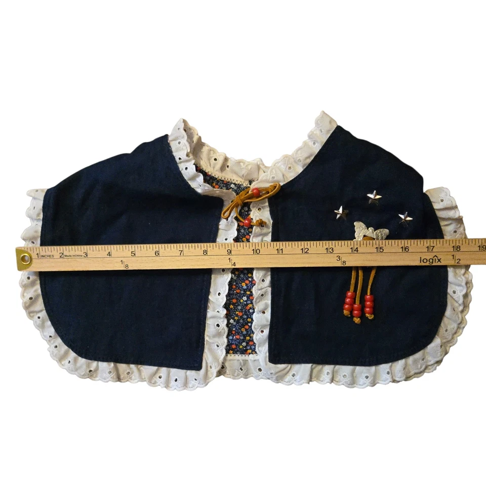 VTG 80's Handmade Cape Collar Ruffled Western Cape Collar S Embellished Beaded - image 4 of 4