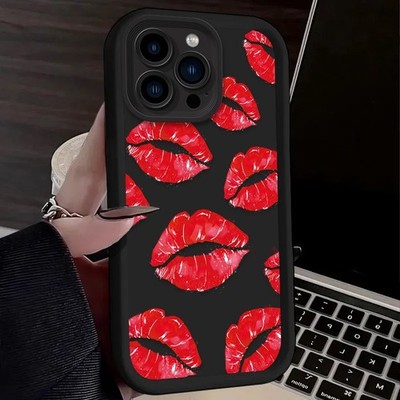 Case For iPhone Samsung Honor Motorola Xiaomi Red Lips ShockProof Phone Cover