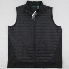 Perry Ellis Full Zip Vest Mens Size LT Large Tall Black Nylon Cotton Polyester