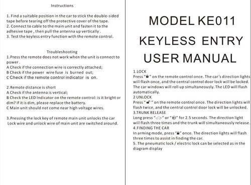 Car Alarm System Auto Remote Central Kit Door Lock Vehicle Keyless Entry Syst... - Picture 6 of 7
