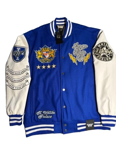 Watson Larger Than Life Varsity Jacket XL New With Tags Blue Letterman Coat image 15