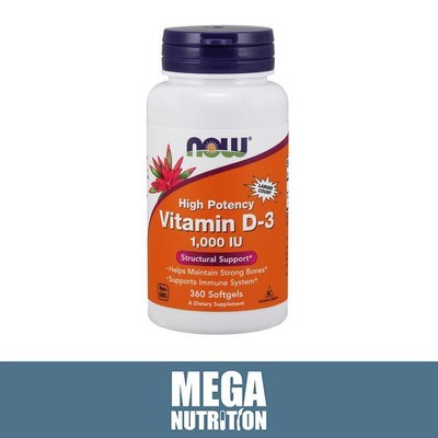 NOW Foods Vitamin D-3 Hochpotenz 1000 IE 360 Softgels | Unterstützt das Immunsystem