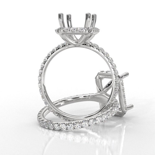 Diamond Engagement Emerald Shape Proposed Halo Ring Platinum 950 Semi Mount 1Ct - Picture 4 of 8
