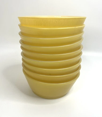 Vintage Anchor Hocking Fire King Gold Yellow Cereal Dessert Bowls Set Of 9