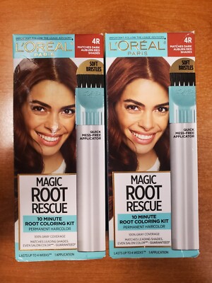 2 Pk: L'OREAL Magic Root Rescue 10 Min Root Coloring Kit *4R Dark Auburn* R7P2a