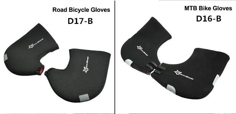 Guantes de ciclismo de invierno RockBros barra de bicicleta de carretera manillar guantes cálidos guantes negros Foto 3 de 4