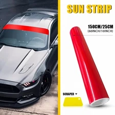 60"*10" Red Sun Windshield Visor Vinyl Strip Decal Film Banner Blank Sticker USA