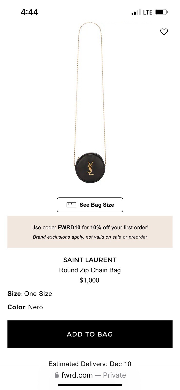 SAINT LAURENT Borsa rotonda Ysl con catena originale 1000$