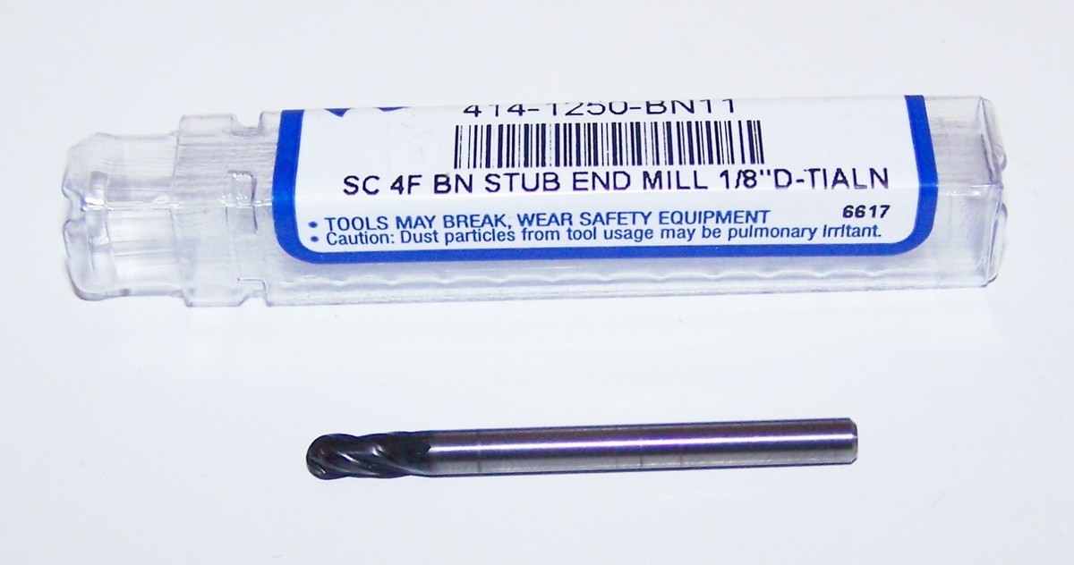 1/8" (.1250") BROYEURS À FLÛTE 4 EN CARBURE, EXTRÉMITÉ À BILLES, ENDUIT DE TIALN OSG 414-1250