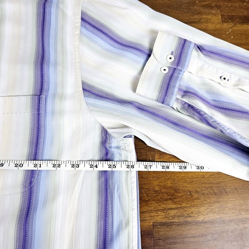 Nat Nast Chambray Dress Shirt Mens XL Purple Ombre Striped Casual Button Up - Picture 4 of 8