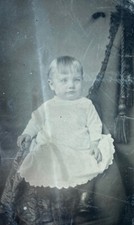 Antique 19th C Tintype Victorian Civil War Era Photo Photograph Young Baby Girl