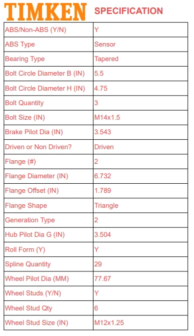 Buje y cojinete de rueda delantera Timken para Nissan Titan 2008 2009-2012 4x4 tracción trasera con ABS Foto 3 de 4