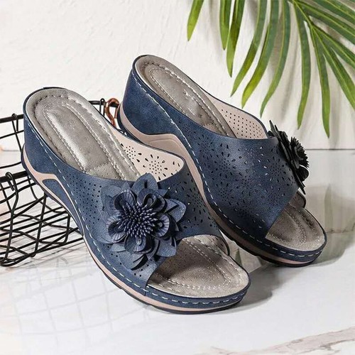 Women Hollow Slippers Wedge Casual Shoes Open Toe Non-Slip Mules Sandals Slip On - Picture 65 of 69