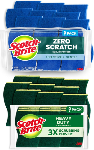 Scotch-Brite Non-Scratch Scrub Sponges, 9 Count and Scotch-Brite Heavy Duty Scru