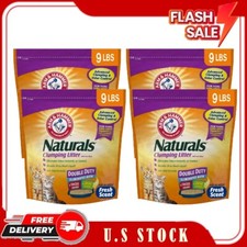 4 Packs Arm  Hammer Naturals Clumping Litter Double Duty w/ Corn Fibers 9lb Bag
