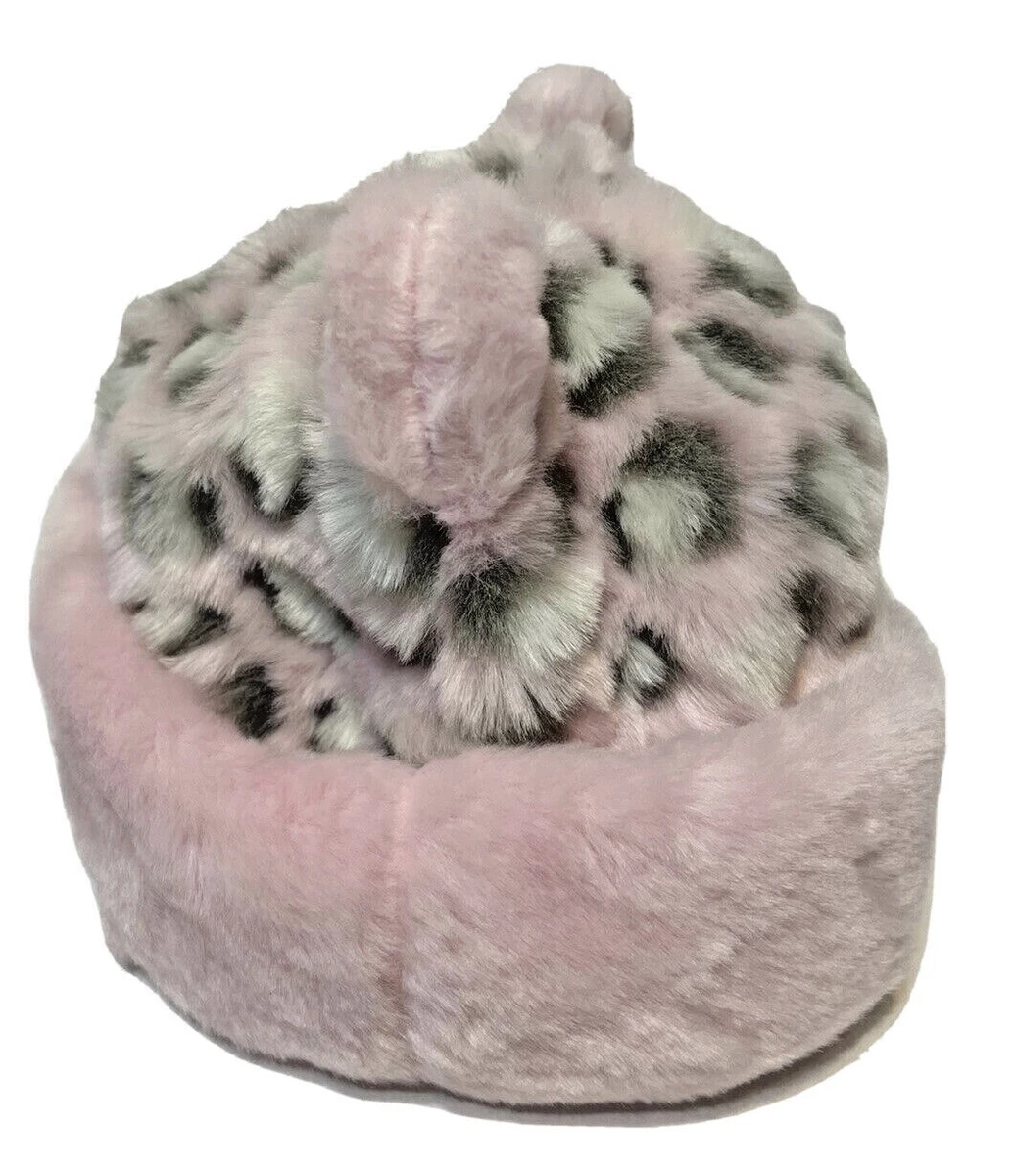 Carters Baby Winter Hat Cheetah with Ears Print Pink White Black